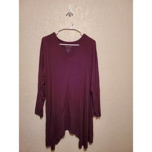 Symple NYC Plus  Hi-Lo Long Sleeve Top 3X  Purple